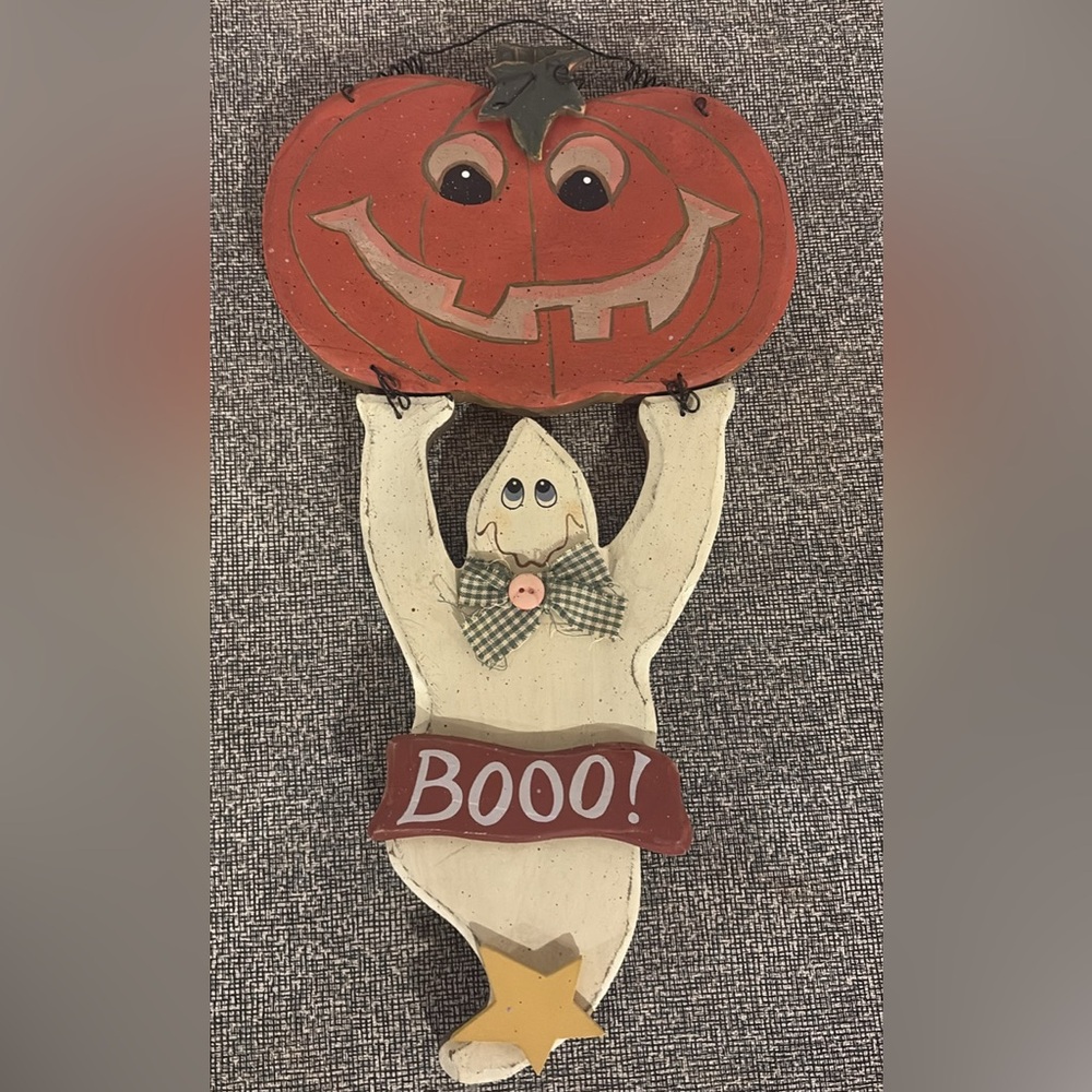 Halloween Ghost and Pumpkin door hanger